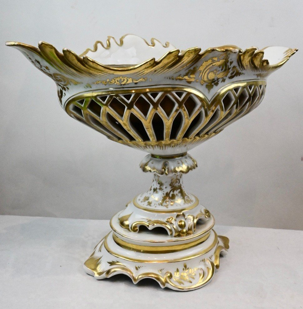 Porcelain Centrepiece Decorated With Gilding - France 1830-photo-3